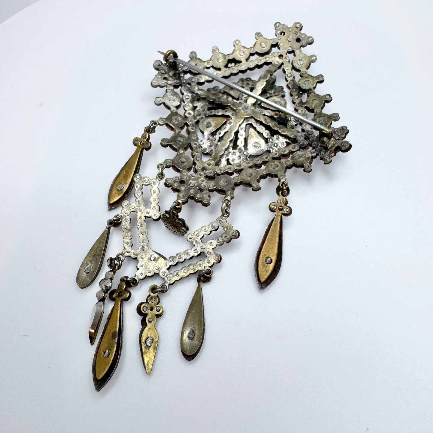 Large Antique Victorian Cut Steel Brooch (Pendant)