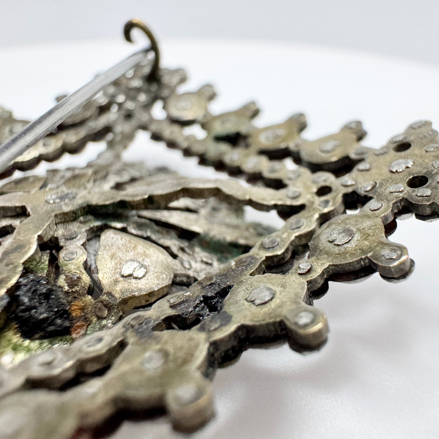 Large Antique Victorian Cut Steel Brooch (Pendant)