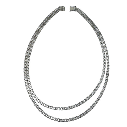 Jo-Ans, Sweden 1976. Vintage Solid SIlver 2-strand Bismarck Necklace.