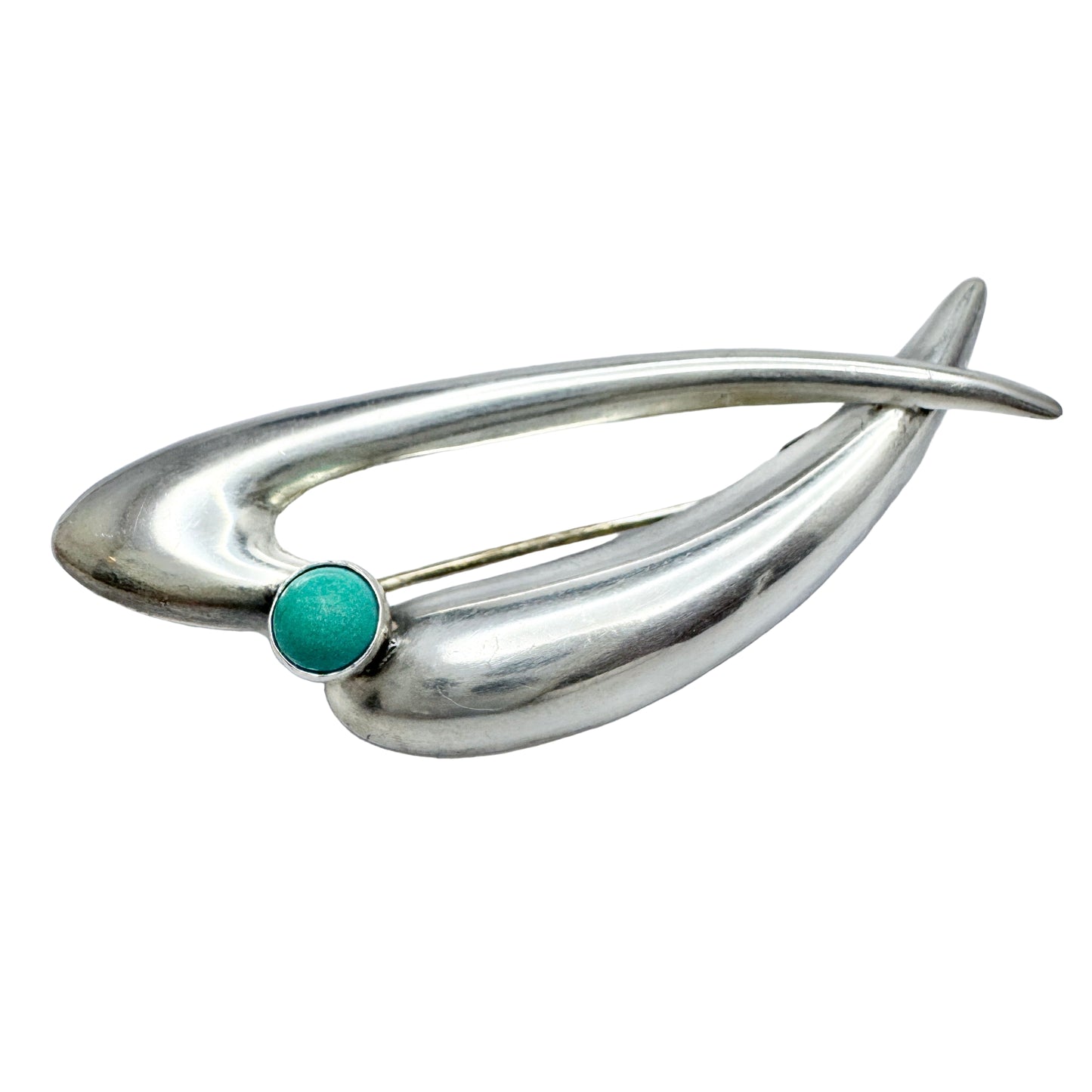 Salovaara, Finland 1960s. Solid Silver Turquoise Brooch.