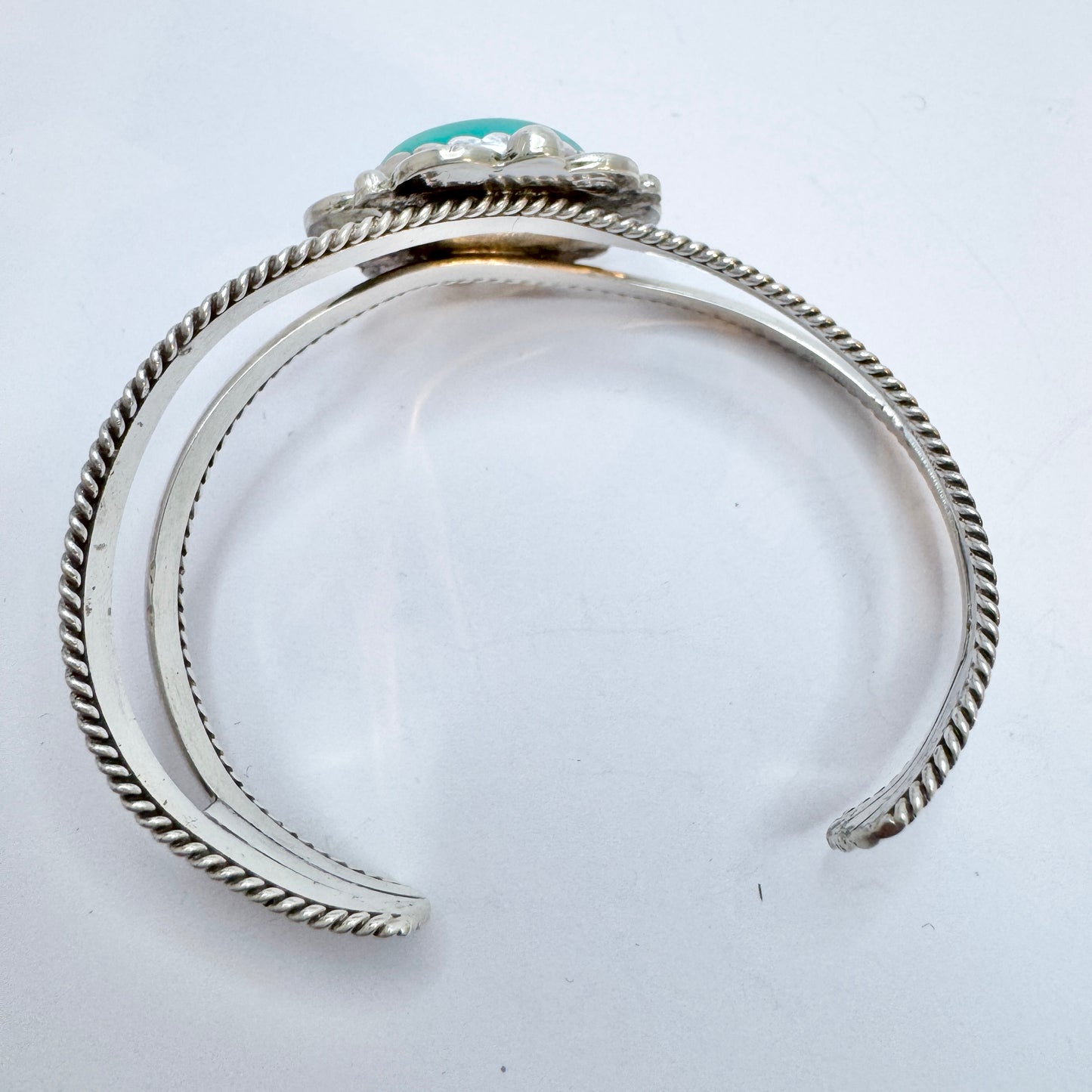 Signed Dooline. Vintge Native American Sterling Silver Turquoise Cuff Bracelet.