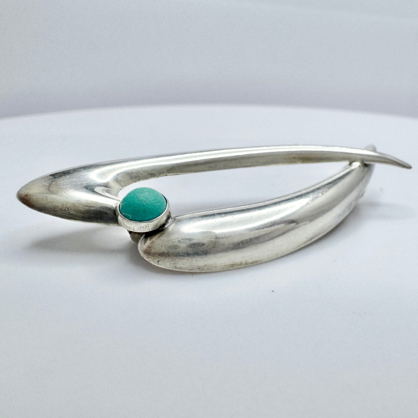 Salovaara, Finland 1960s. Solid Silver Turquoise Brooch.