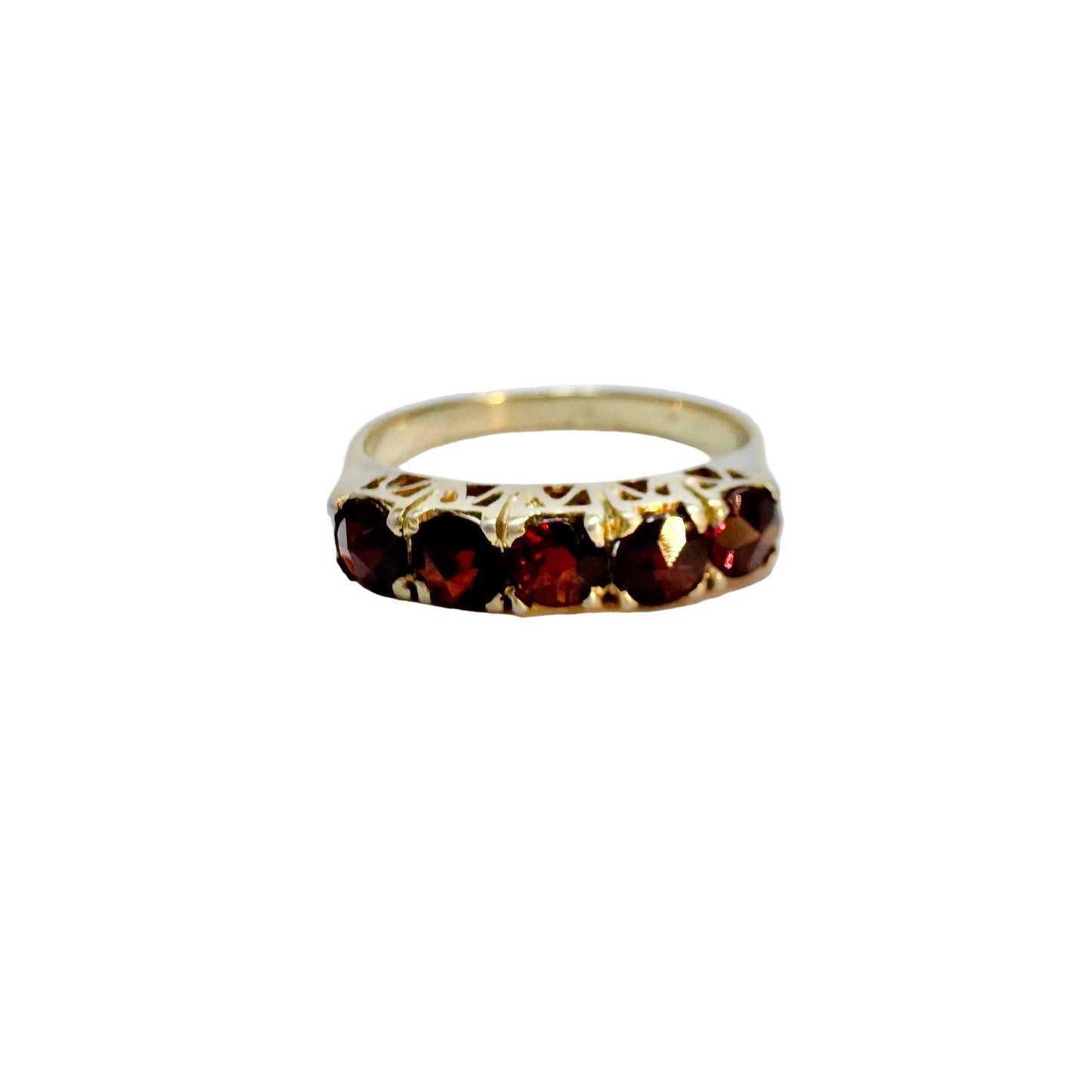 Vintage c 1950s. Sterling Silver Garnet Ring.