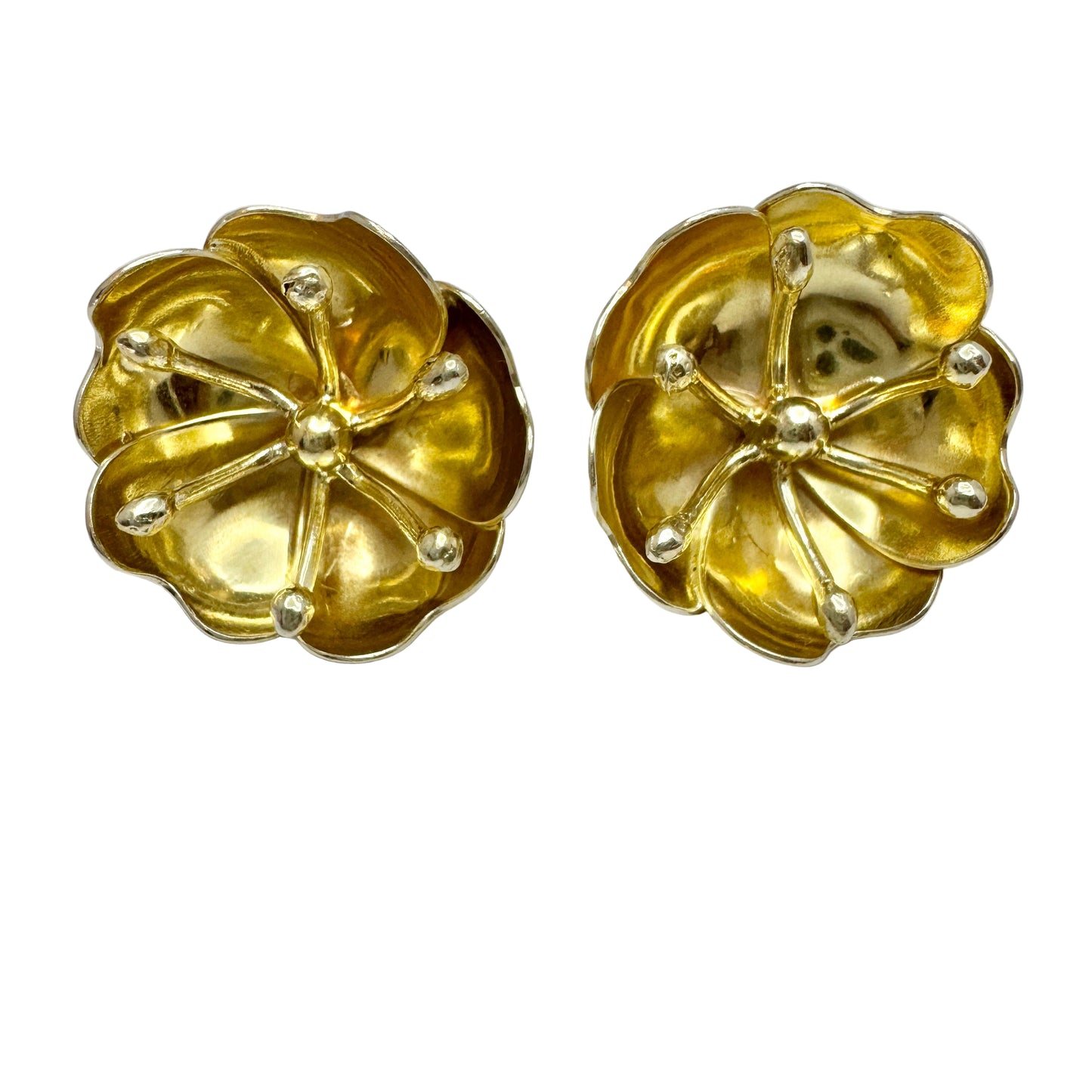 Peter von Post, Sweden 1976. Large Vintage Sterling Silver Earrings.