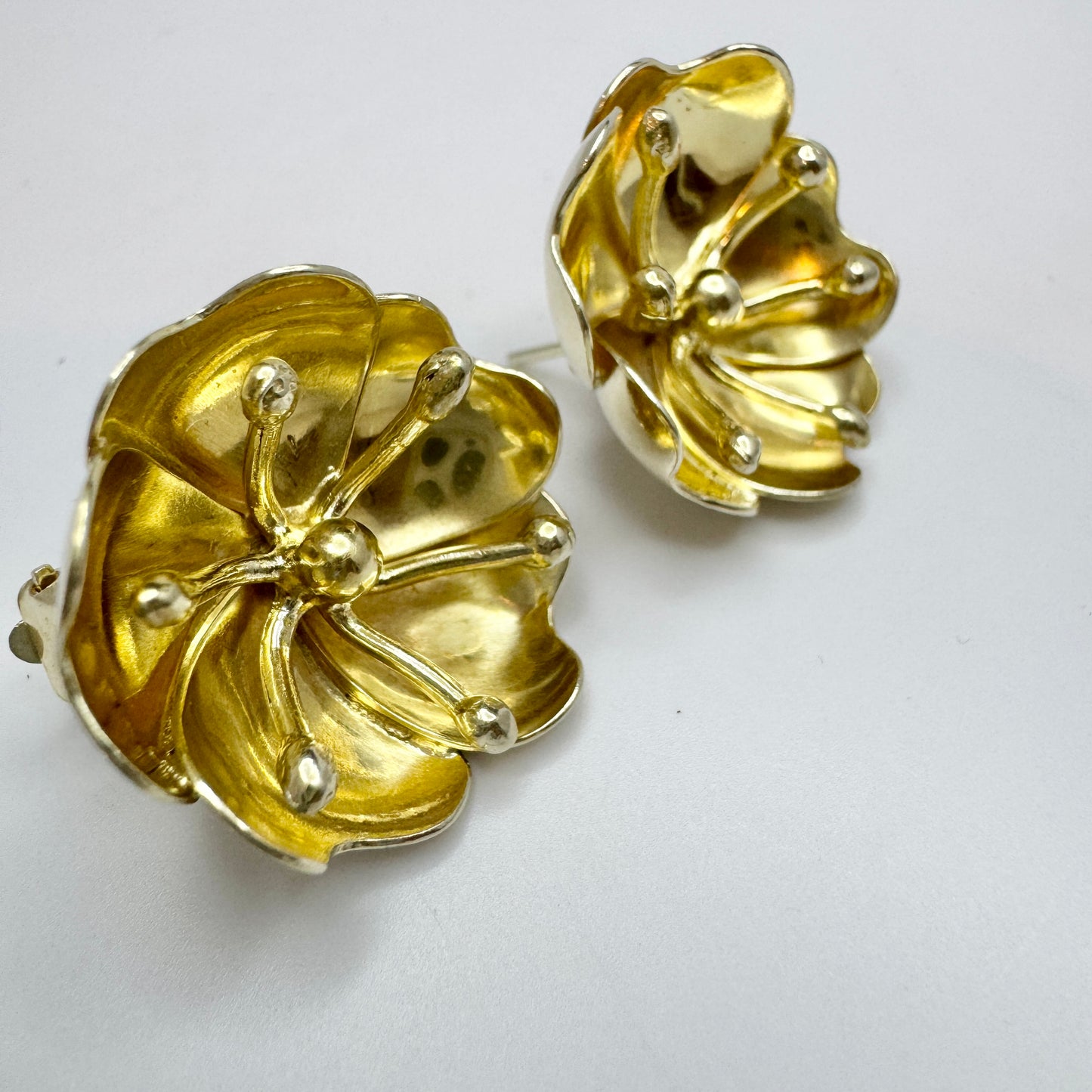 Peter von Post, Sweden 1976. Large Vintage Sterling Silver Earrings.