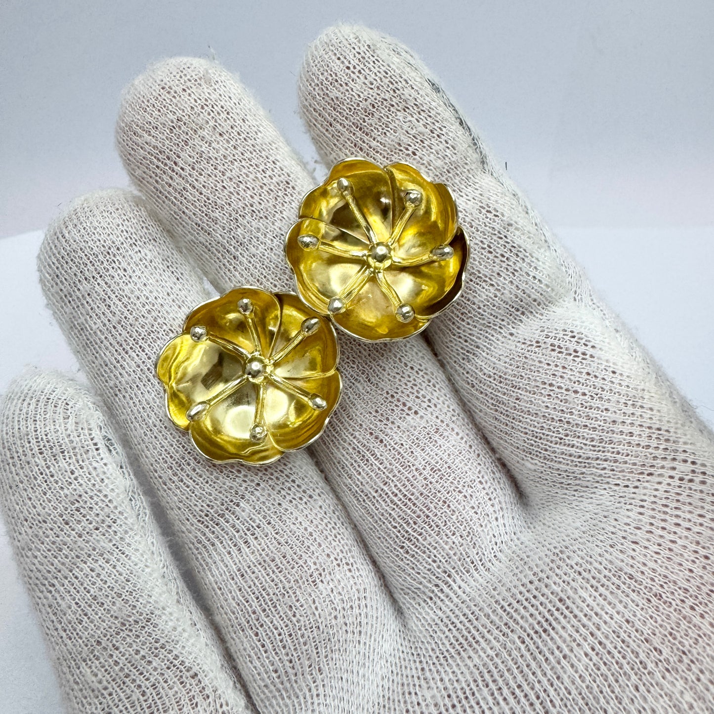 Peter von Post, Sweden 1976. Large Vintage Sterling Silver Earrings.