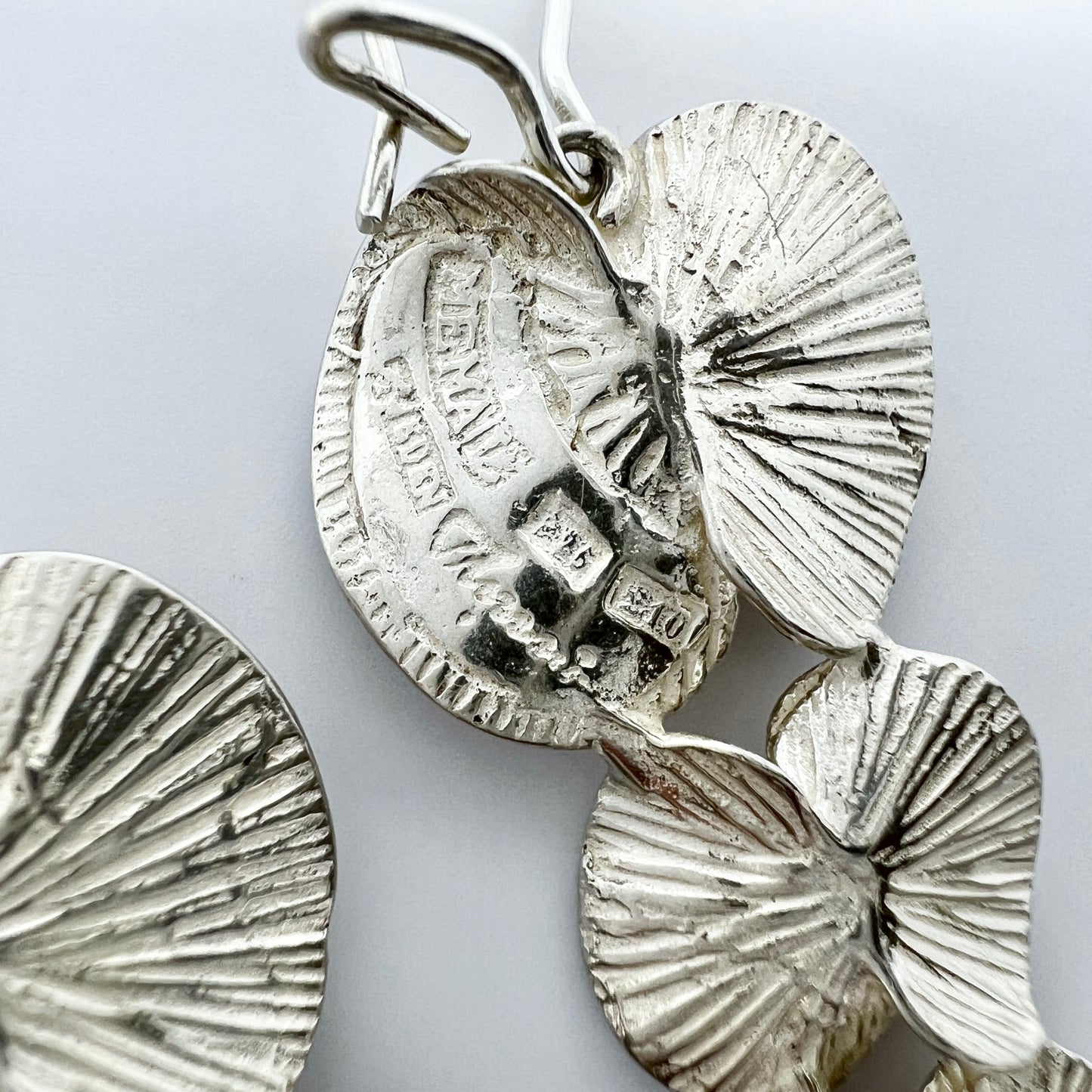 Theresia Hvorslev for MEMA, Sweden 1976. Vintage Sterling Silver Earrings. Design: Apple Blossom. Signed.