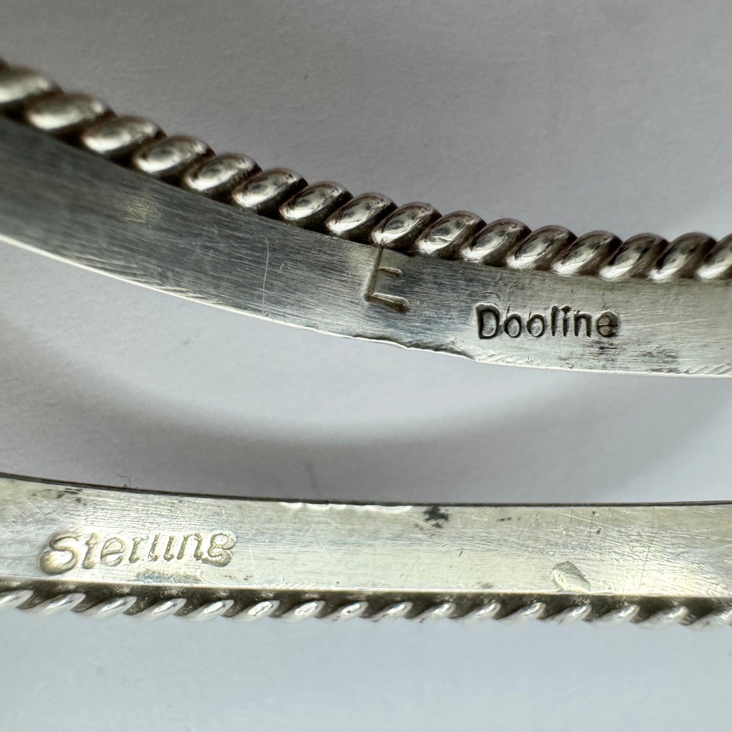 Signed Dooline. Vintge Native American Sterling Silver Turquoise Cuff Bracelet.