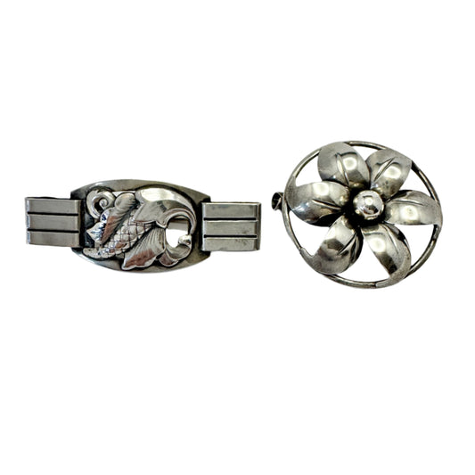 Two Danish Vintage Solid Silver Brooches.