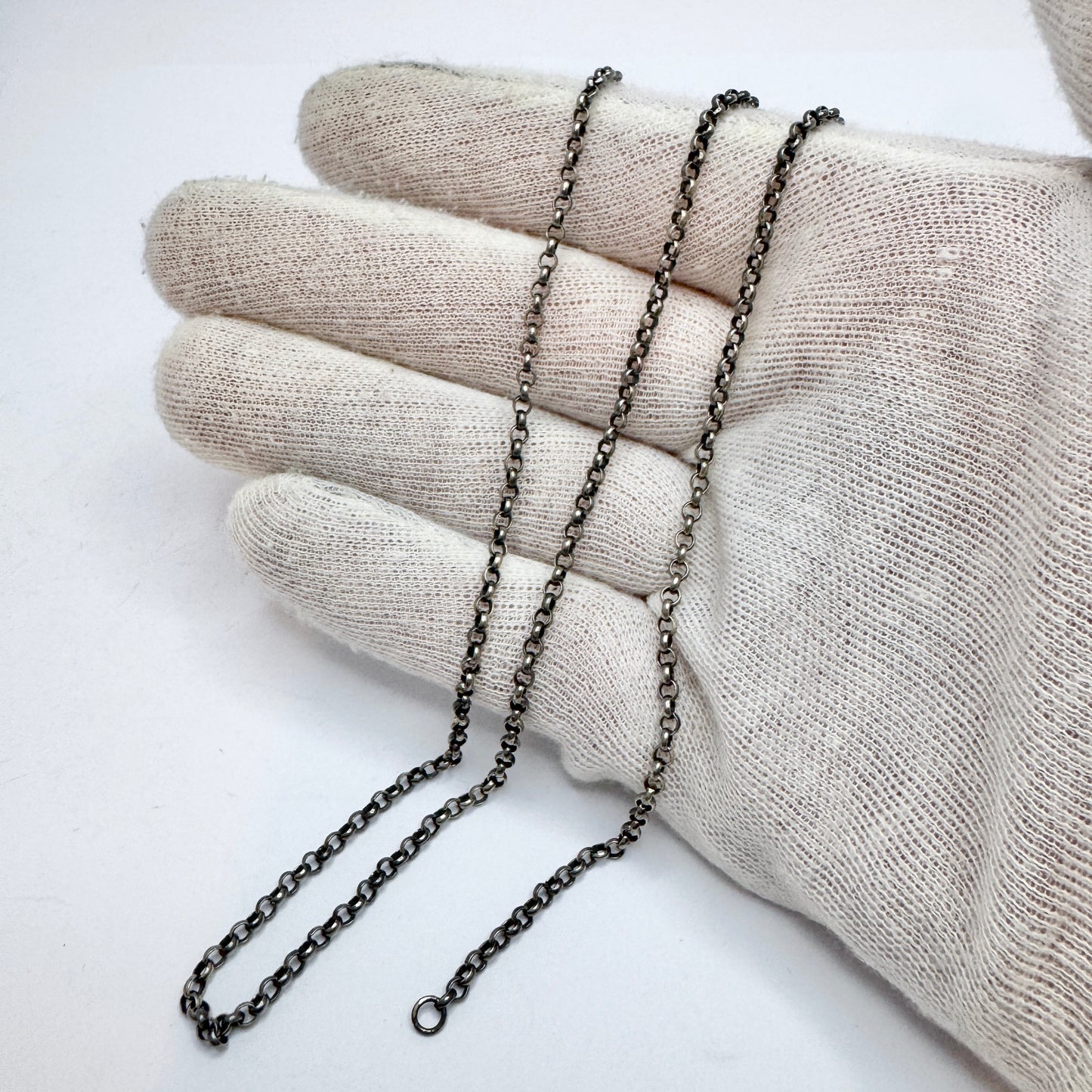 Sweden 1940-50s. Vintage 80 cm / 31 in Solid Silver Chain Necklace.