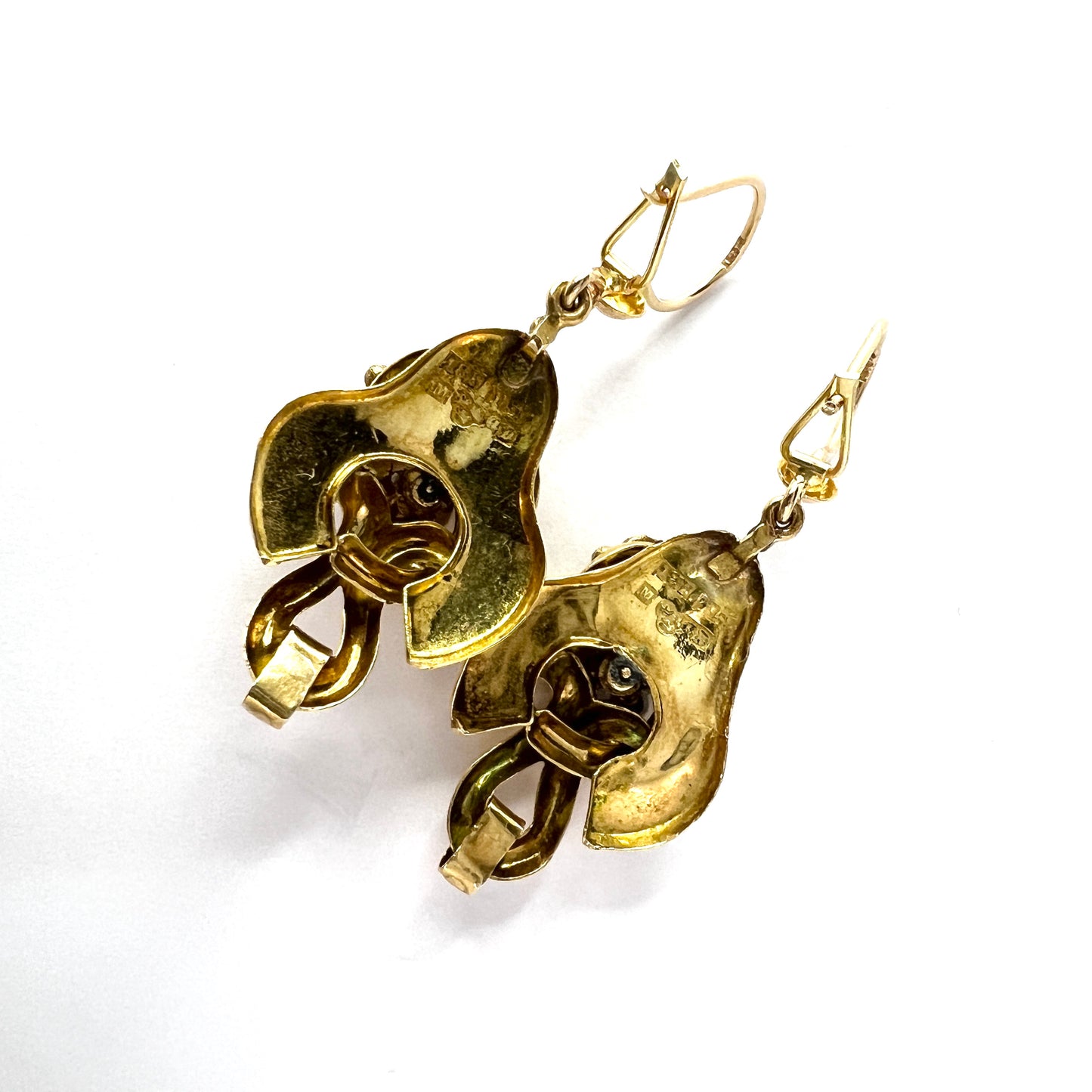 G Dahlgren, Sweden 1873. Antique Victorian 18k Gold Earrings.