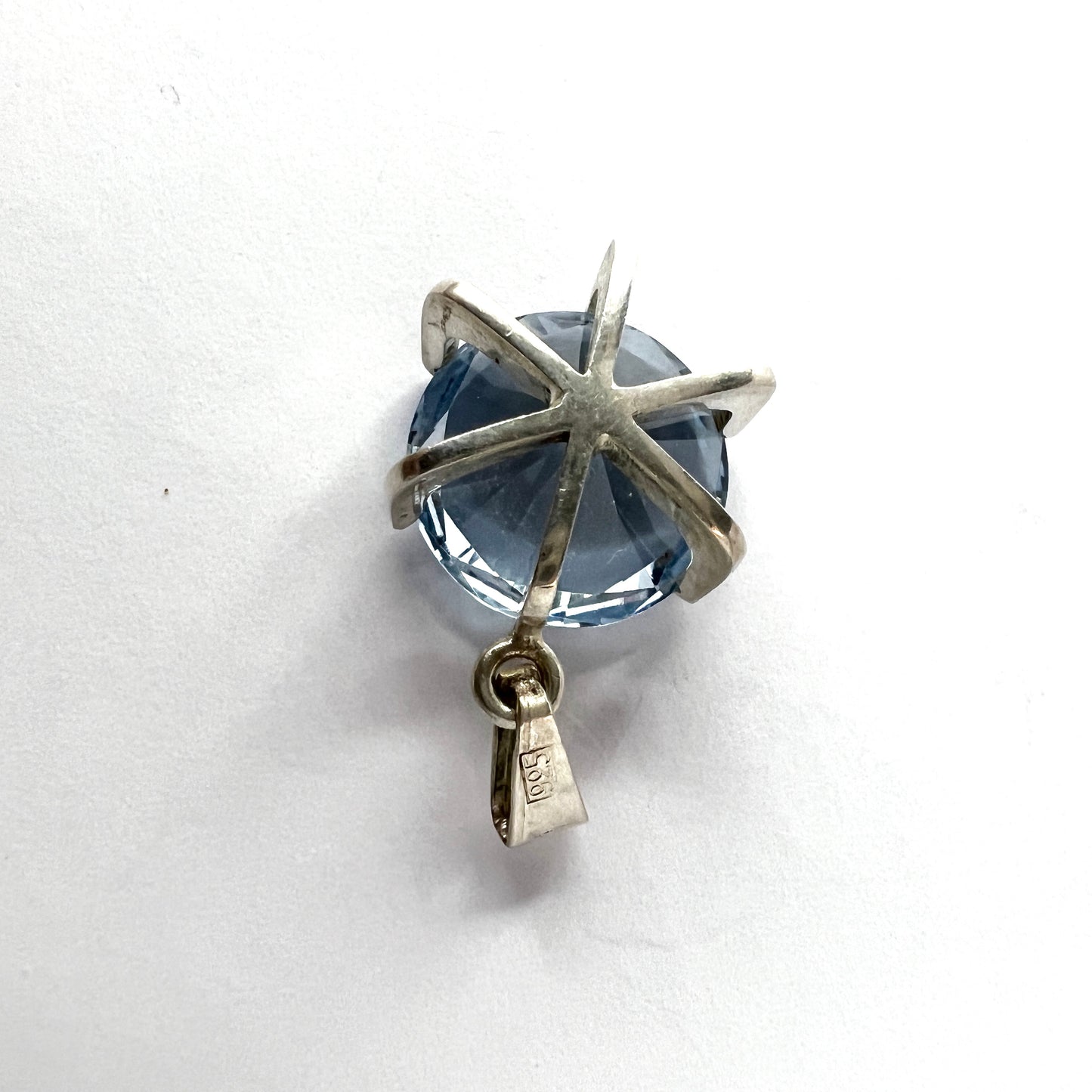 Kultakeskus Oy, Finland. Vintage Sterling Silver Ice Blue Quartz Pendant.