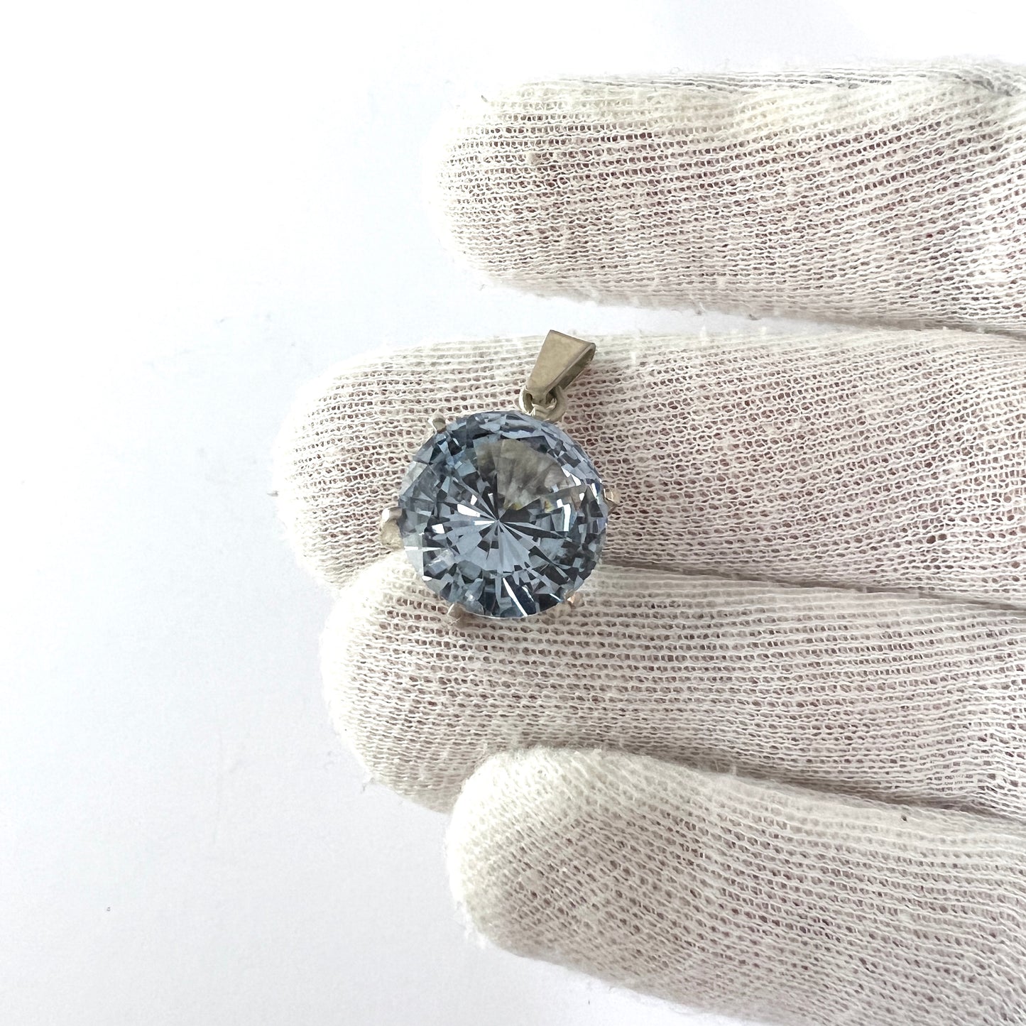 Kultakeskus Oy, Finland. Vintage Sterling Silver Ice Blue Quartz Pendant.