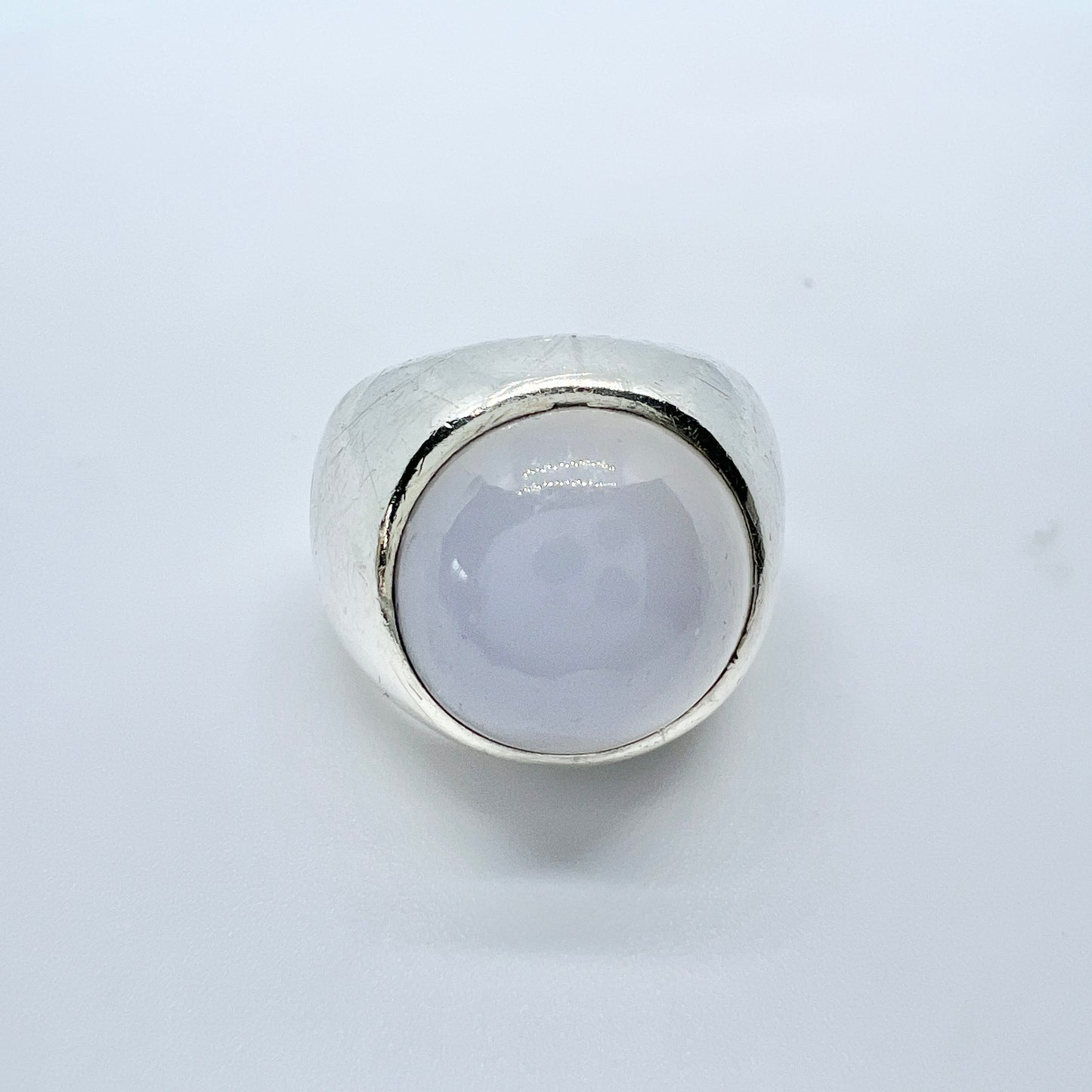 Elsbri, Sweden 1954 Vintage Sterling  Silver Chalcedony Pinky Ring.