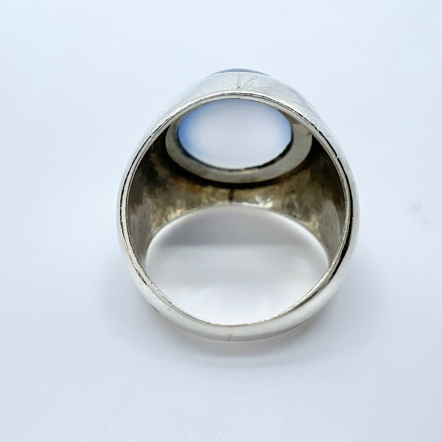 Elsbri, Sweden 1954 Vintage Sterling  Silver Chalcedony Pinky Ring.