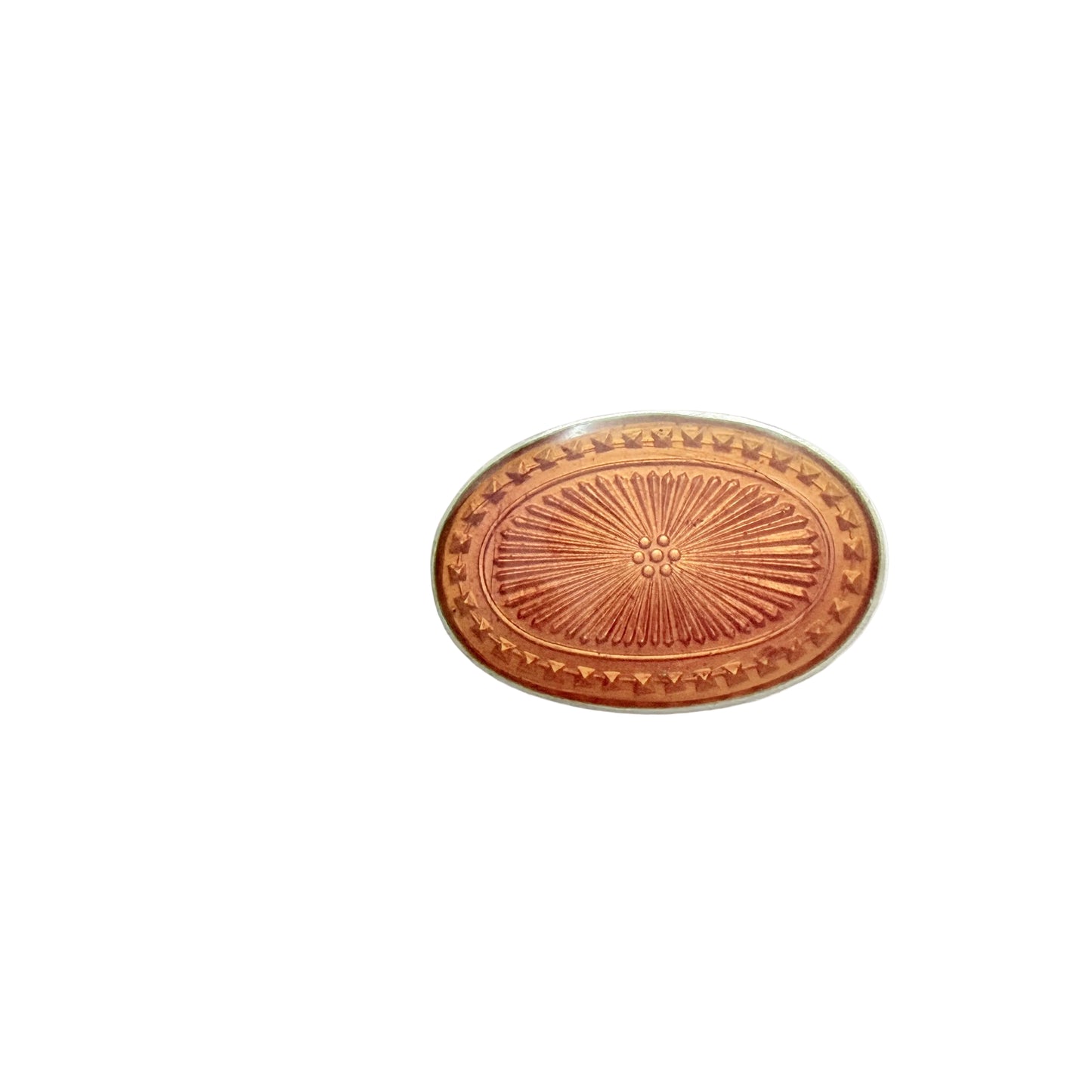 Gunnar Fjeld, Norway. Vintage Sterling Silver Amber Orange Enamel Brooch.
