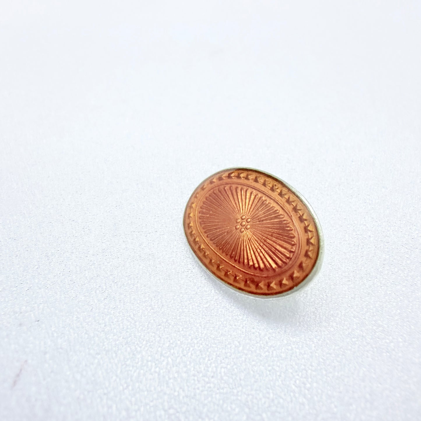 Gunnar Fjeld, Norway. Vintage Sterling Silver Amber Orange Enamel Brooch.