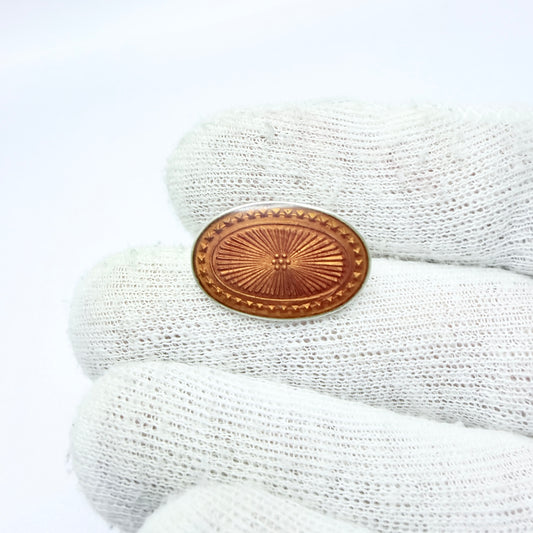 Gunnar Fjeld, Norway. Vintage Sterling Silver Amber Orange Enamel Brooch.