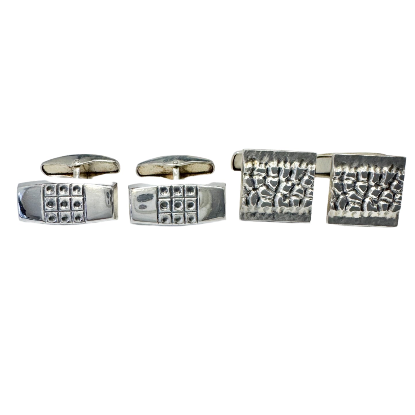 Two Finnish Vintage 1960-70s Solid Silver Pair of Cufflinks.