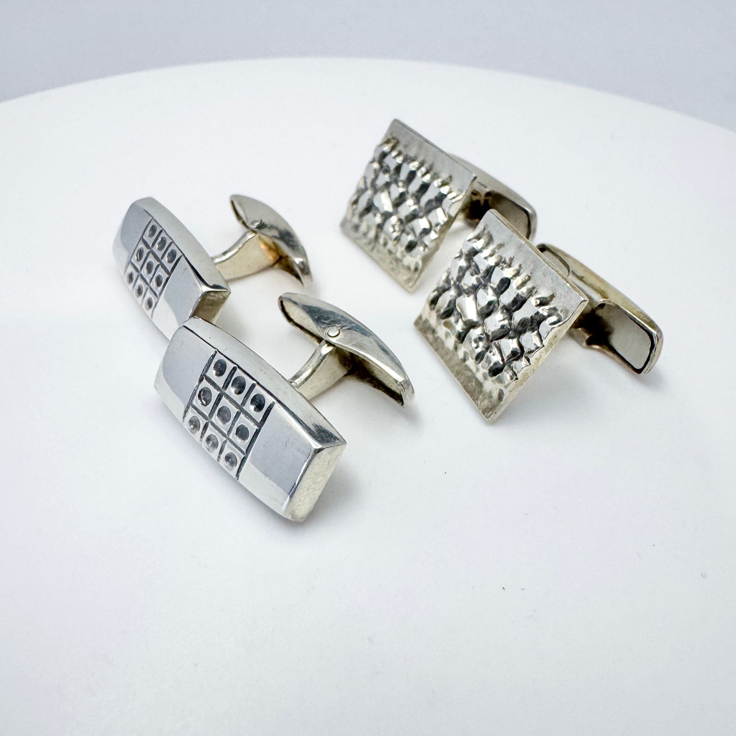 Two Finnish Vintage 1960-70s Solid Silver Pair of Cufflinks.