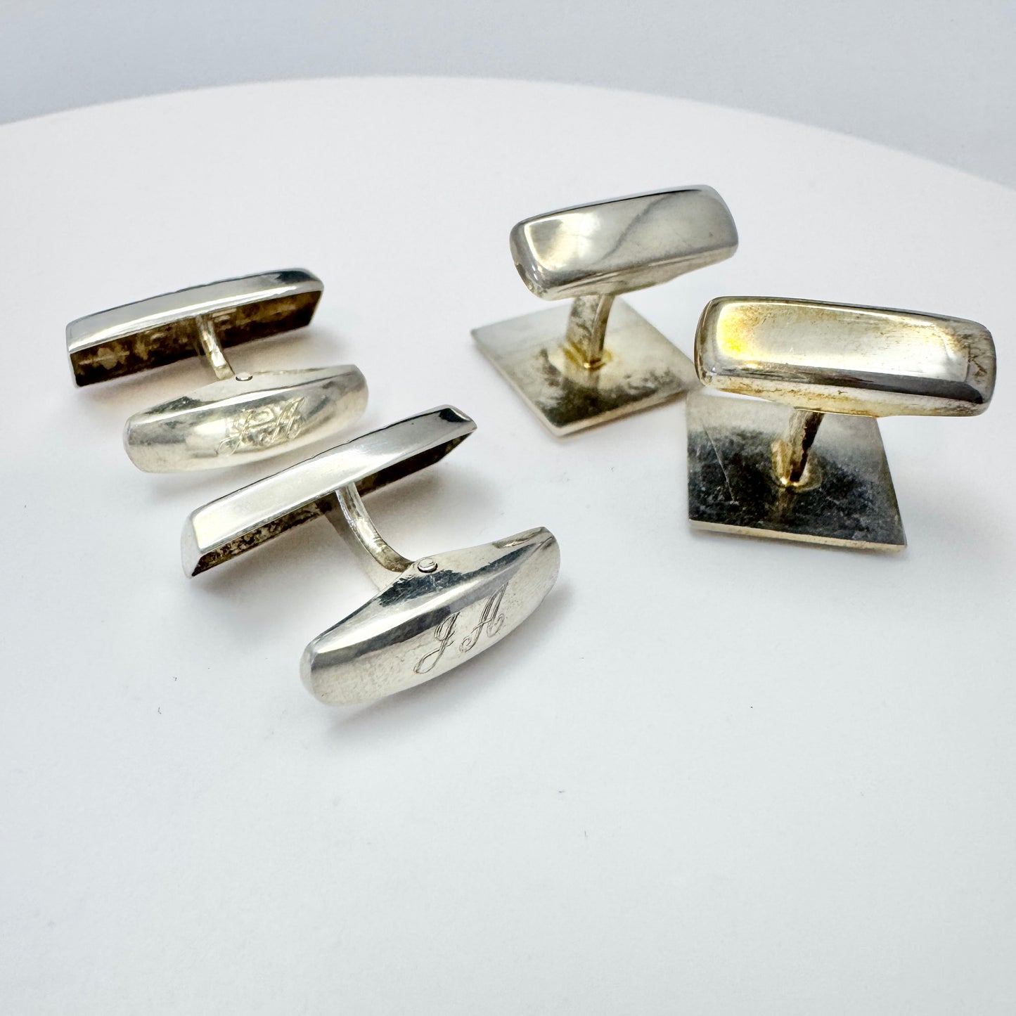 Two Finnish Vintage 1960-70s Solid Silver Pair of Cufflinks.
