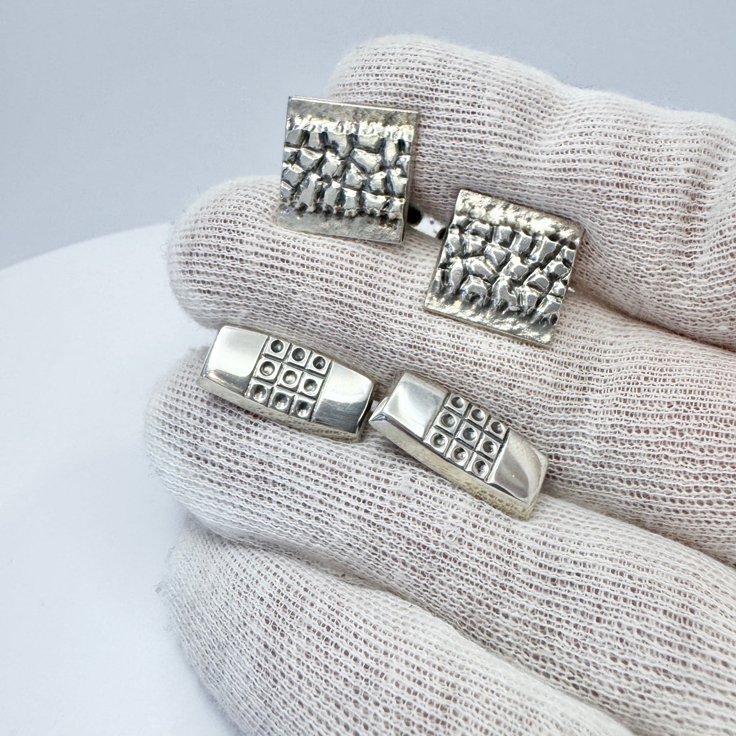 Two Finnish Vintage 1960-70s Solid Silver Pair of Cufflinks.