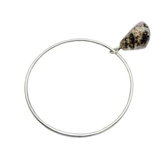 Märta Lindgren, Sweden 1963. Vintage Sterling Silver Local Rock Charm Bangle Bracelet.