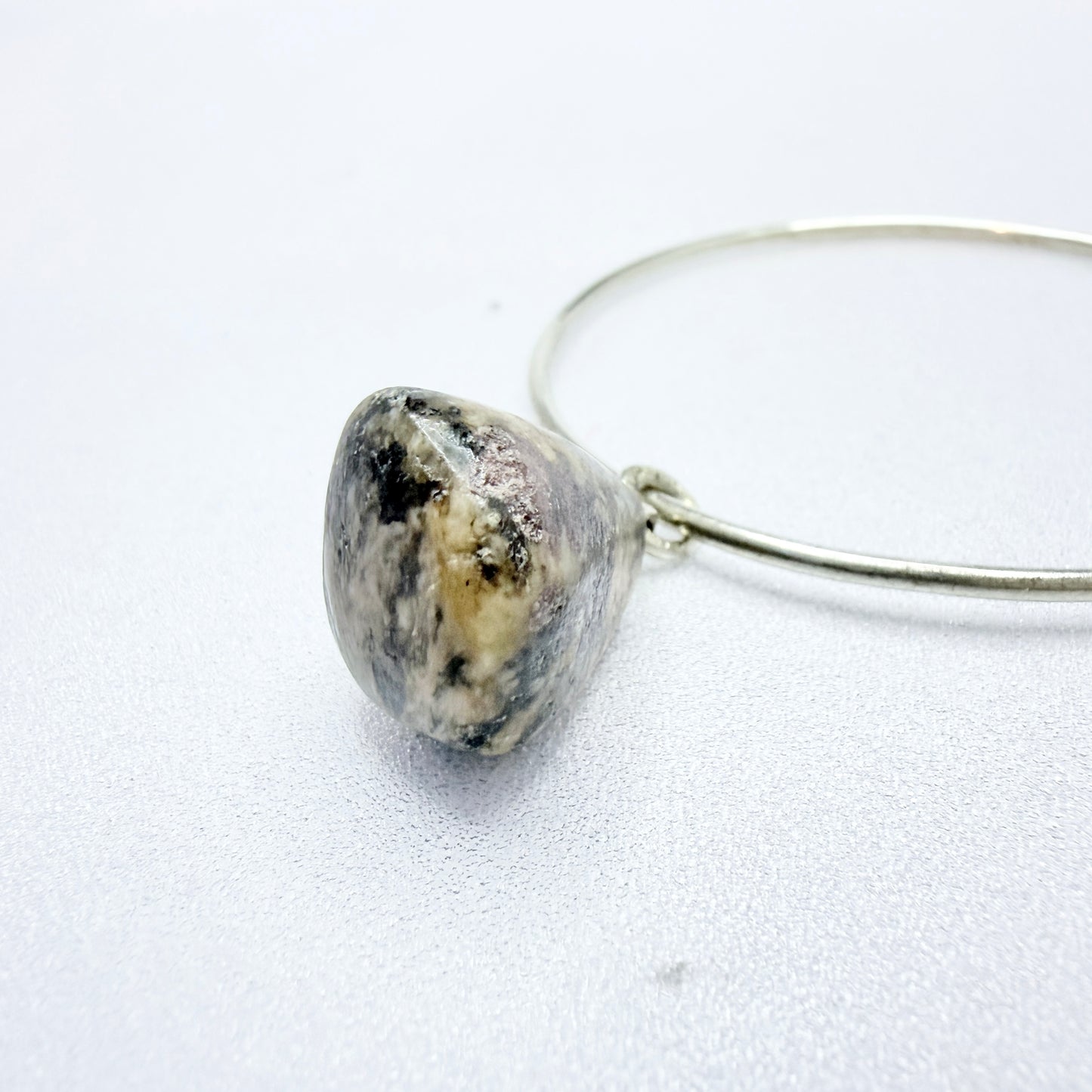 Märta Lindgren, Sweden 1963. Vintage Sterling Silver Local Rock Charm Bangle Bracelet.