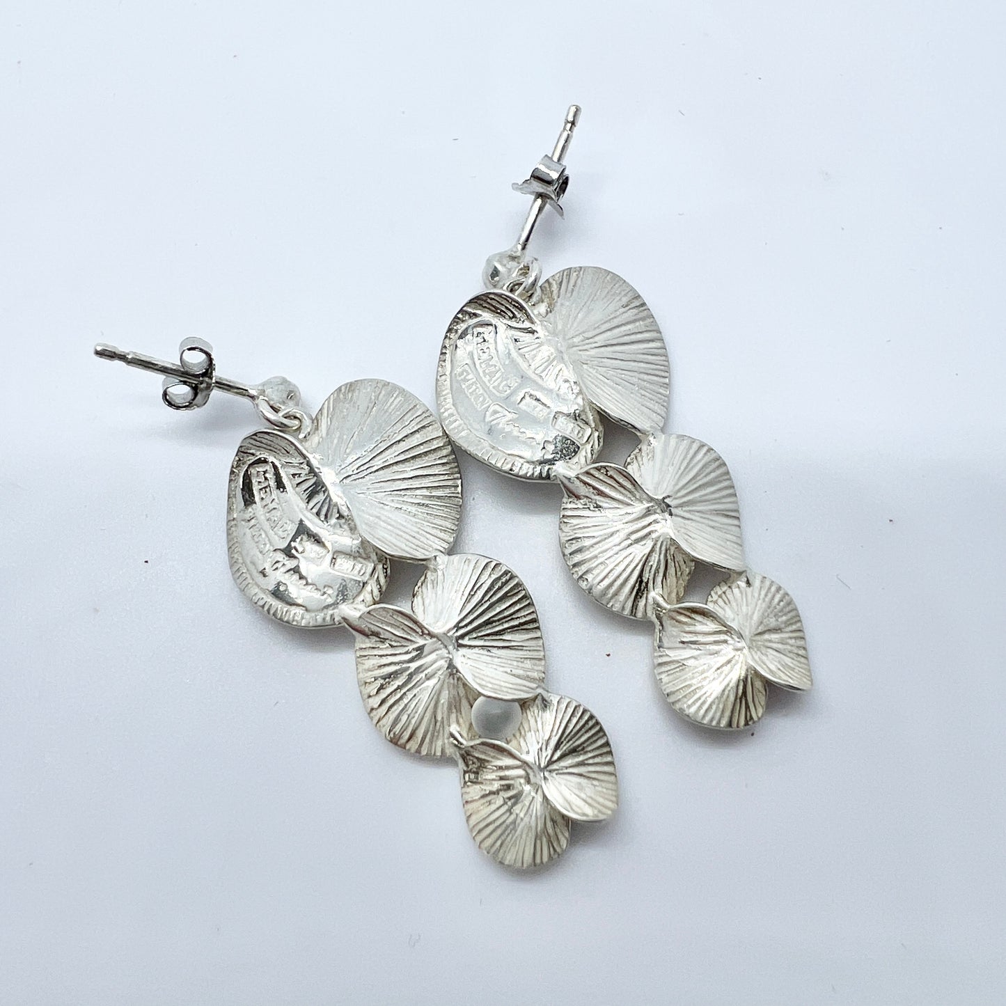 Theresia Hvorslev for MEMA, Sweden 1976. Vintage Sterling Silver Earrings. Design: Apple Blossom. Signed