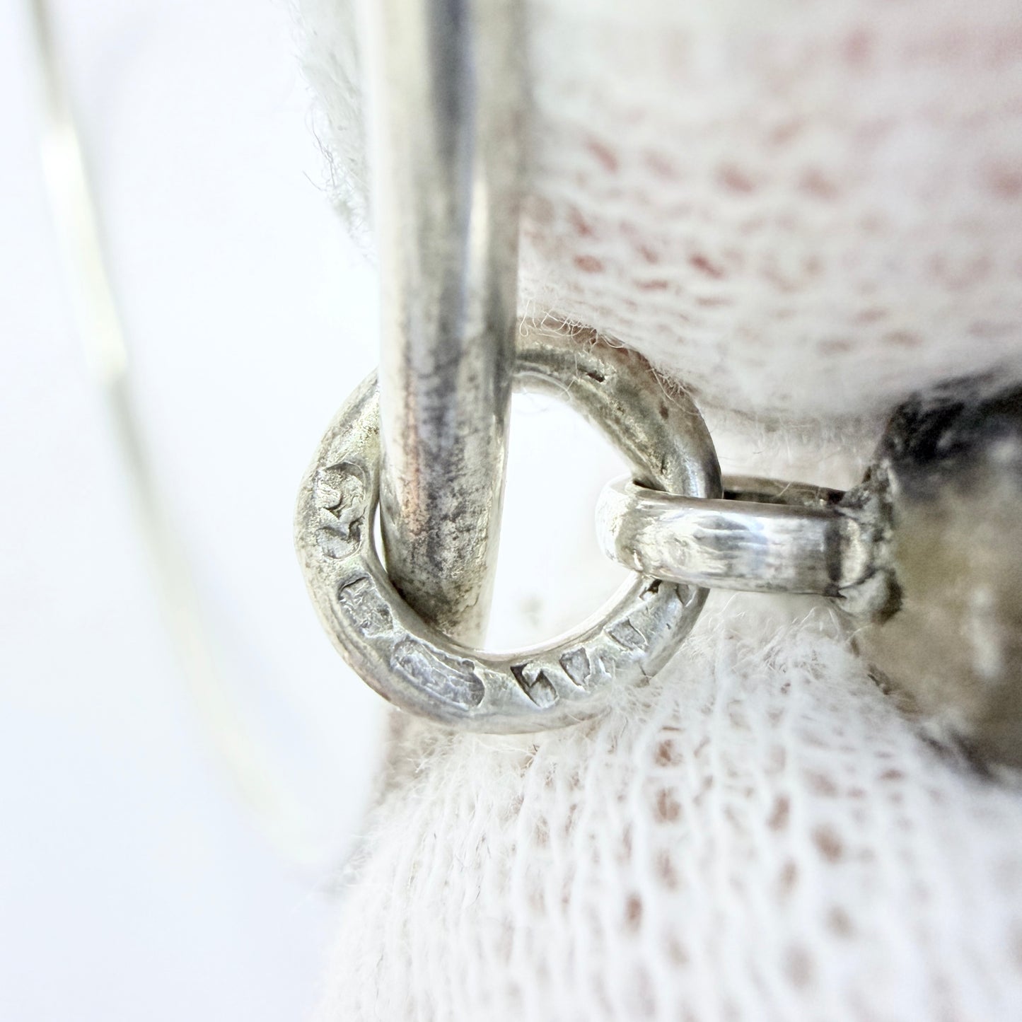 Märta Lindgren, Sweden 1963. Vintage Sterling Silver Local Rock Charm Bangle Bracelet.