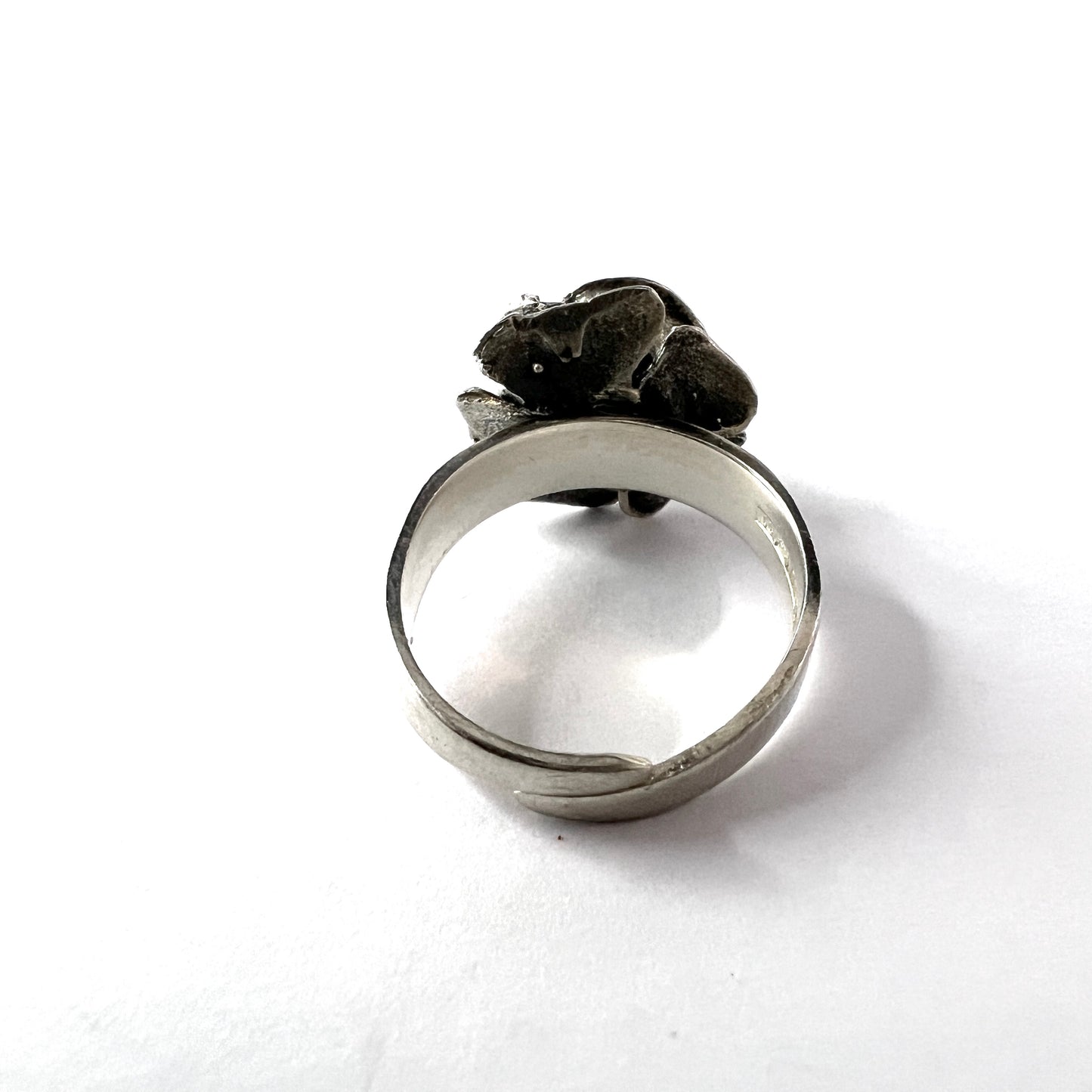 Martti Viikinniemi, Finland 1972. Vintage Solid Silver Rose Flower Ring