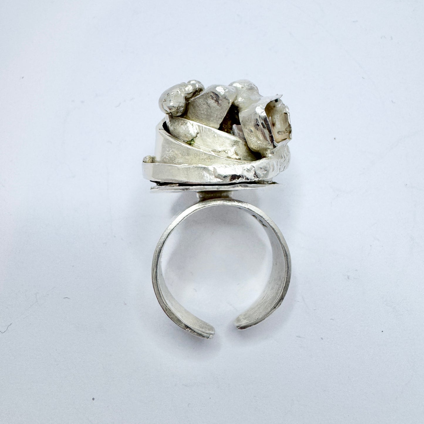 Nehl Faith-Ell, Sweden. Chunky Vintage Brutalist Sterling Silver Ring.