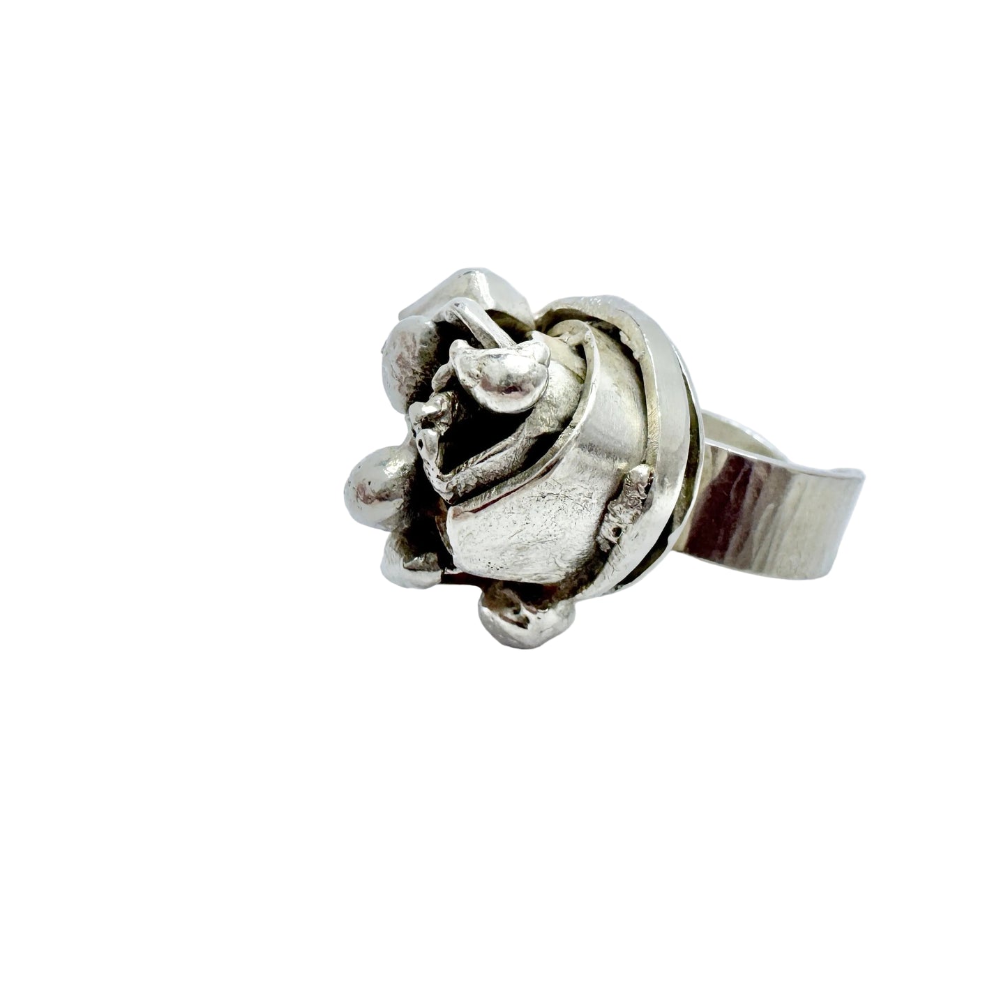 Nehl Faith-Ell, Sweden. Chunky Vintage Brutalist Sterling Silver Ring.