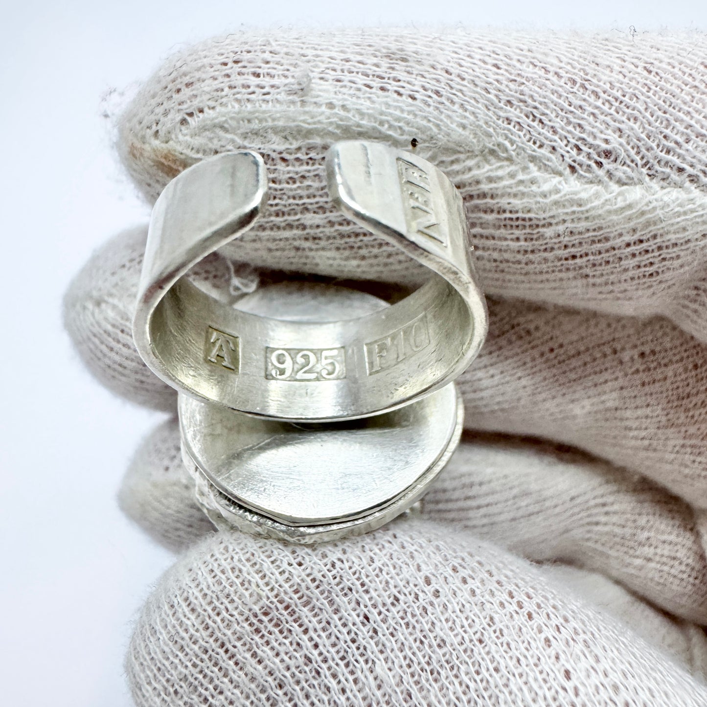 Nehl Faith-Ell, Sweden. Chunky Vintage Brutalist Sterling Silver Ring.