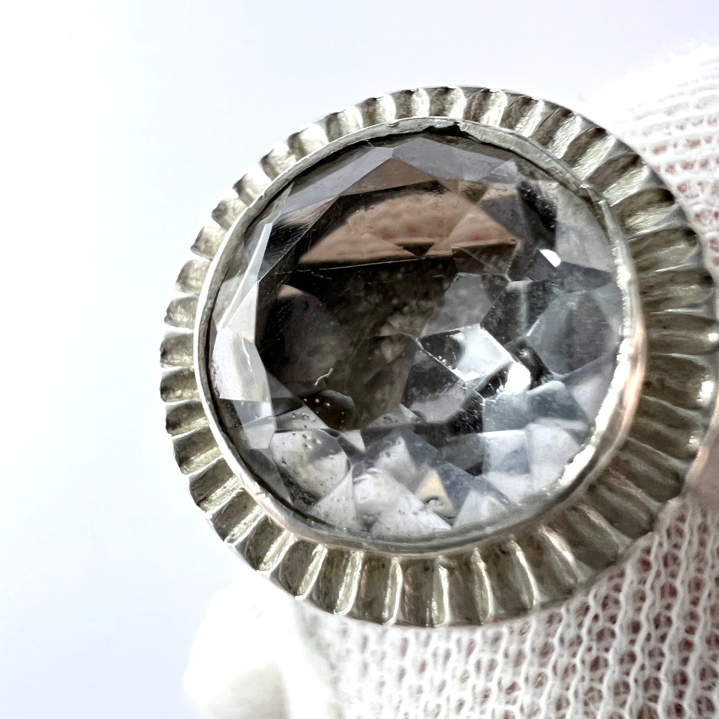 Bengt Hallberg, Sweden year 1970. Sterling Silver Rock Crystal Ring.
