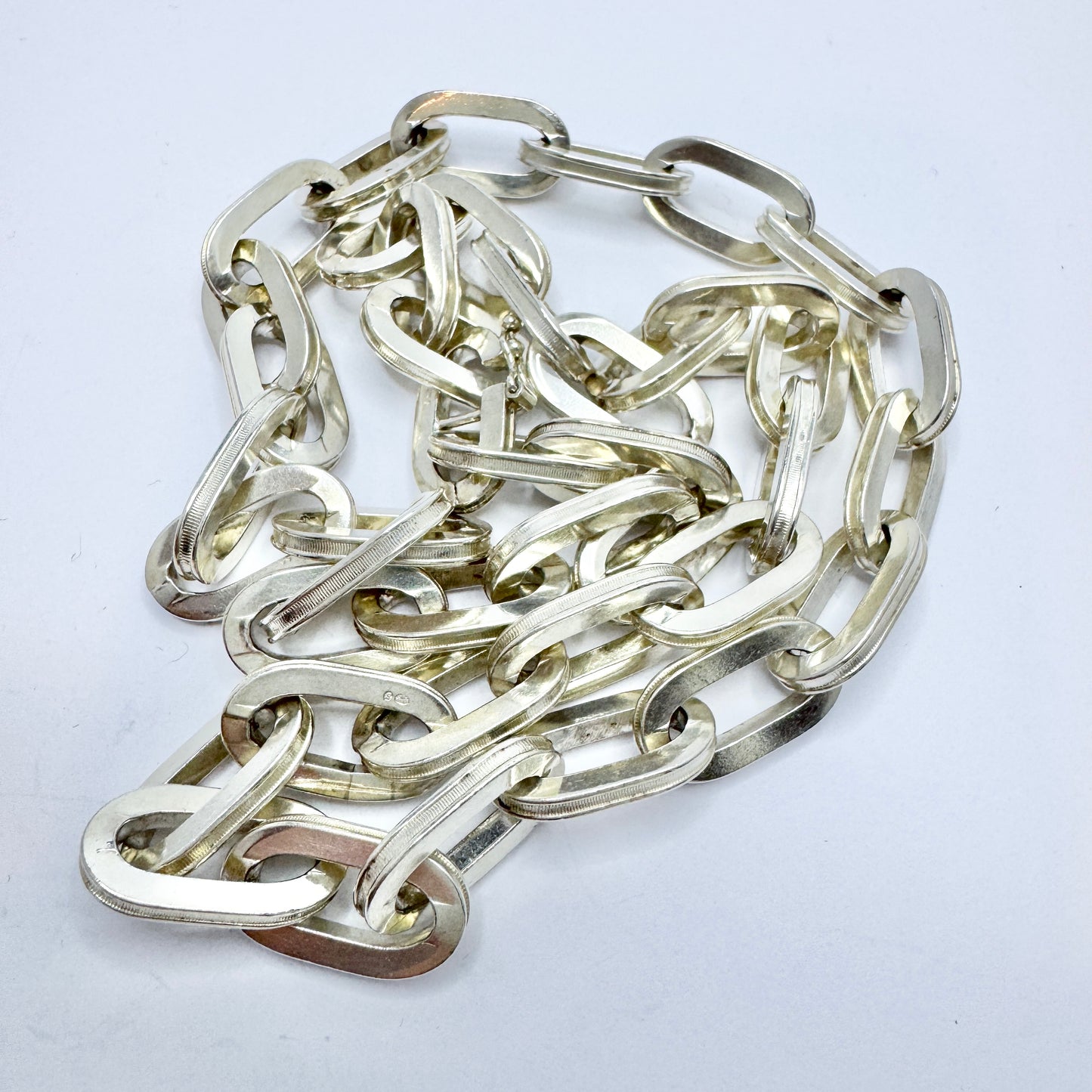 Uno A Erre, Italy. Massive Vintage Solid Silver Chain Unisex Necklace.