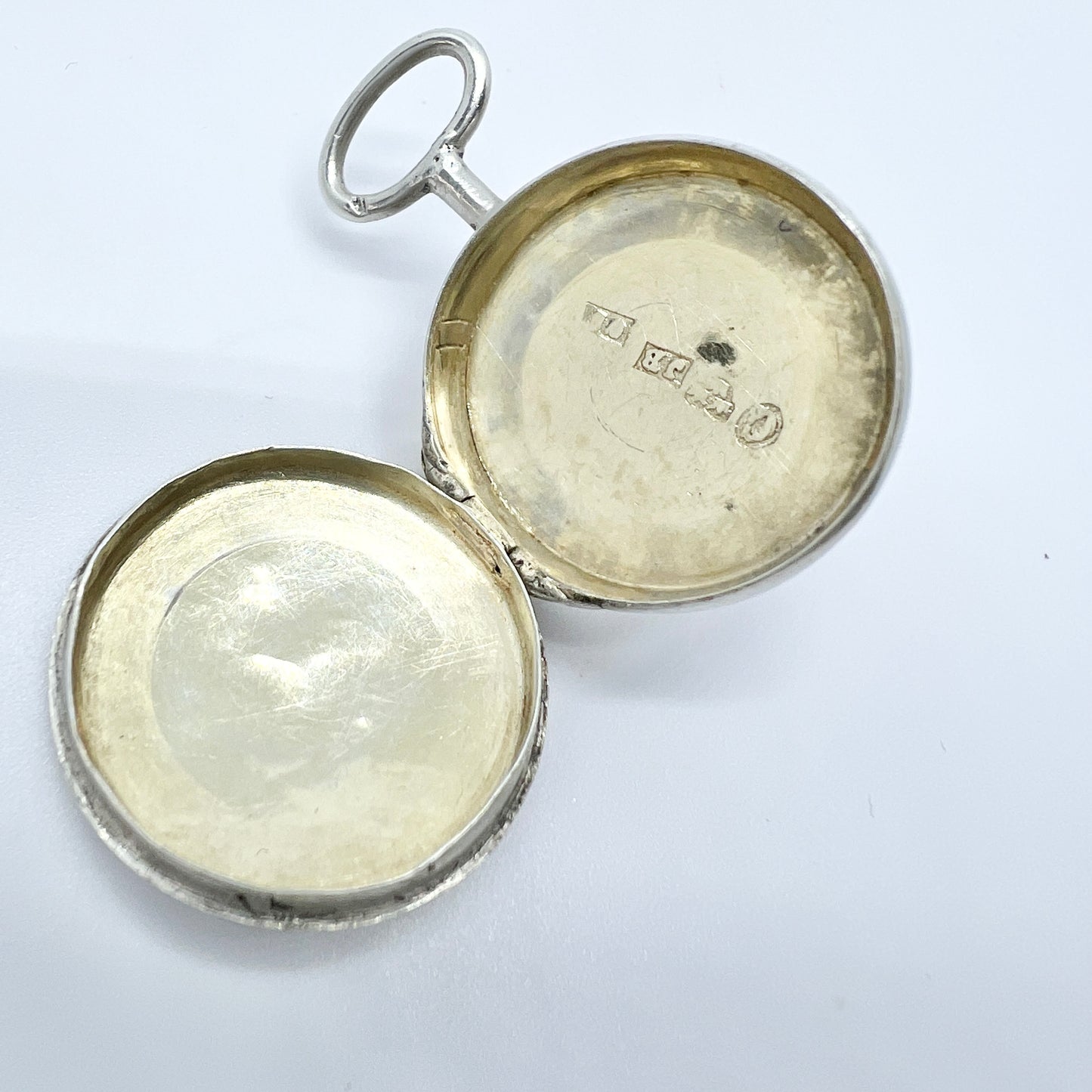 Maker JB, Sweden c 1870s Antique Small  Solid Silver Locket Pendant.