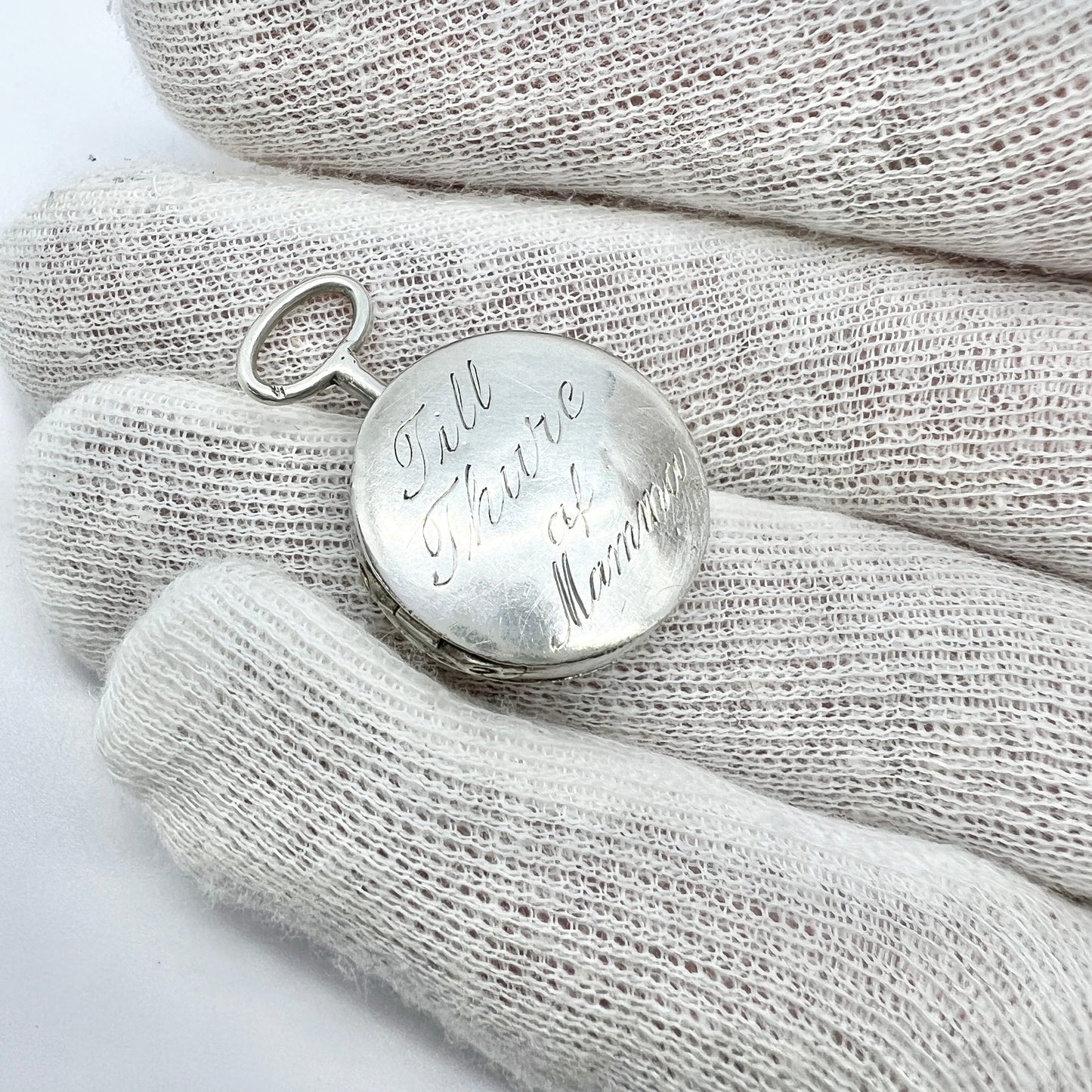 Maker JB, Sweden c 1870s Antique Small  Solid Silver Locket Pendant.