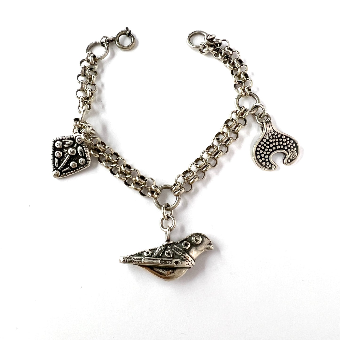 Kalevala Koru, Finland. Vintage Sterling Silver Charm Bracelet.