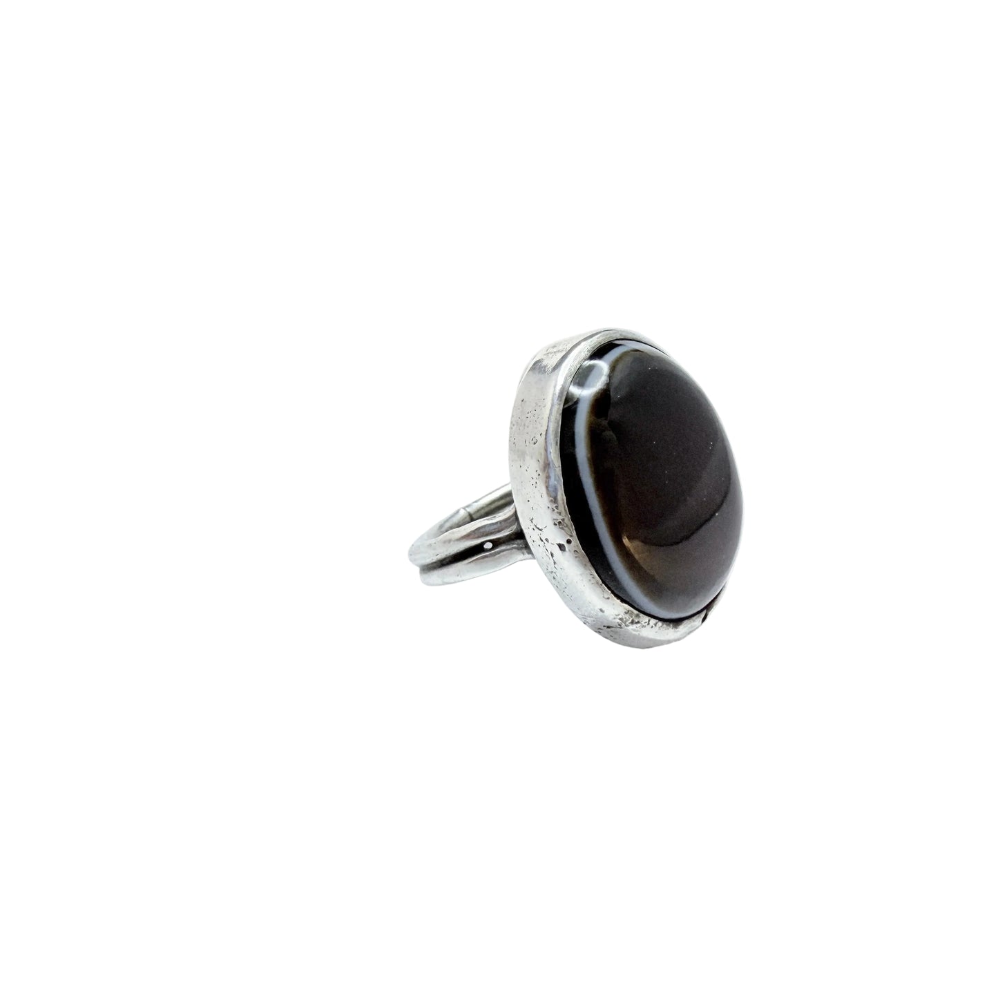 Arts & Crafts Sterling Silver Agate Pinky Ring.