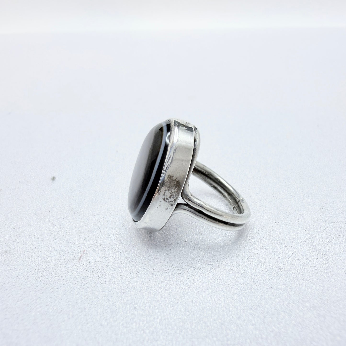 Arts & Crafts Sterling Silver Agate Pinky Ring.