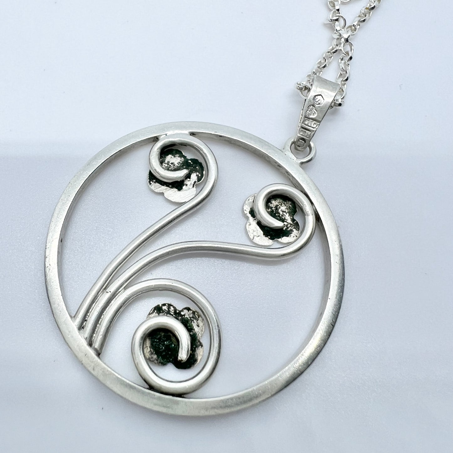 Sweden 1945, Vintage Sterling Silver Pendant + Chain.