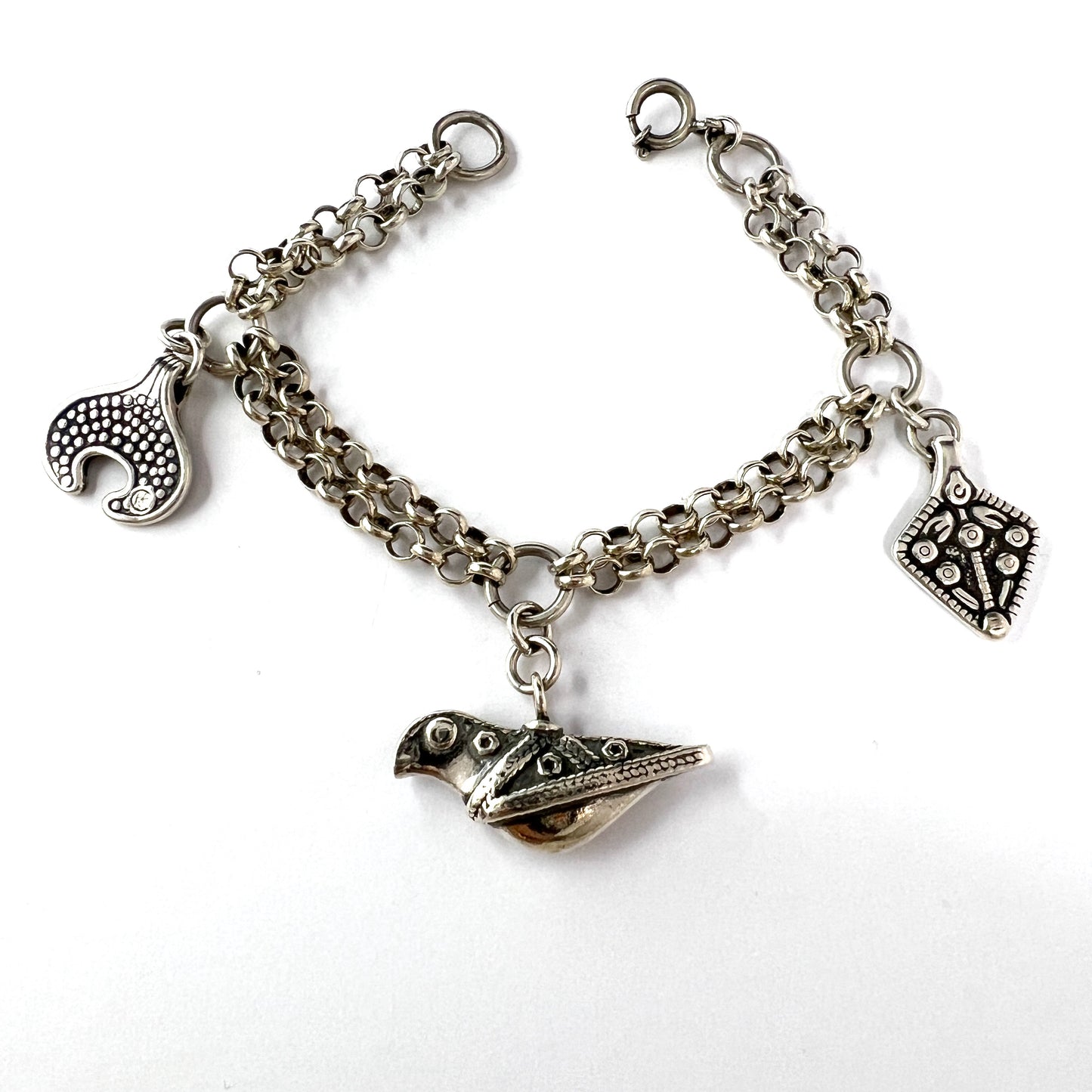 Kalevala Koru, Finland. Vintage Sterling Silver Charm Bracelet.