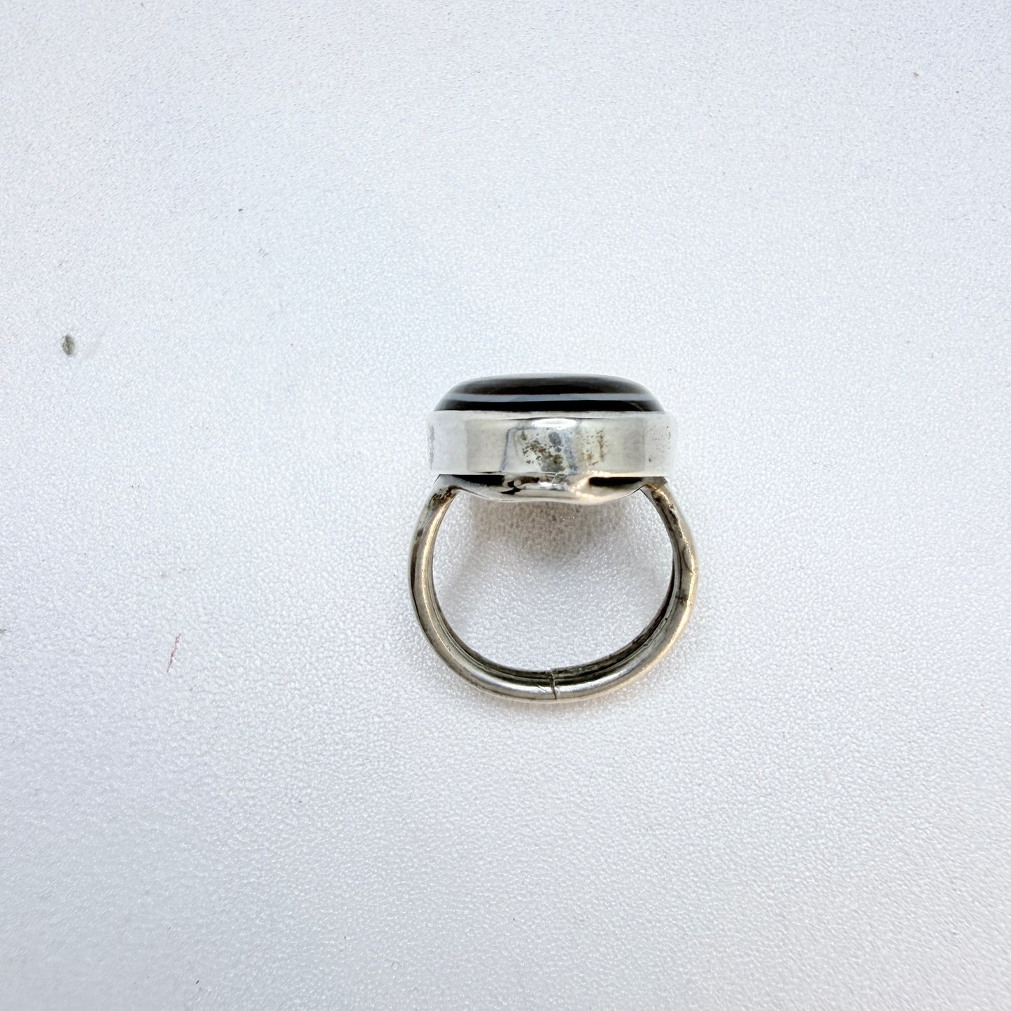 Arts & Crafts Sterling Silver Agate Pinky Ring.