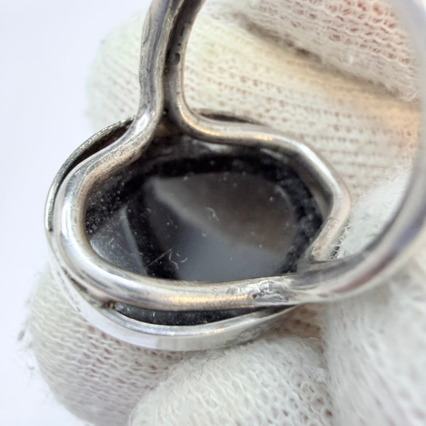 Arts & Crafts Sterling Silver Agate Pinky Ring.