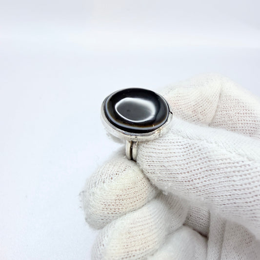 Arts & Crafts Sterling Silver Agate Pinky Ring.