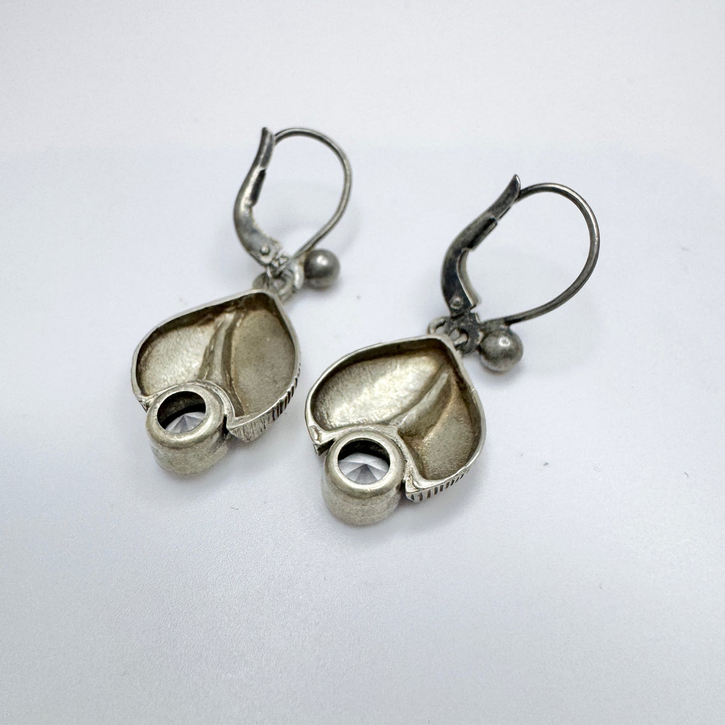 Karl Laine for Sten & Laine, Finland. Vintage Sterling Silver Rock Crystal Earrings.