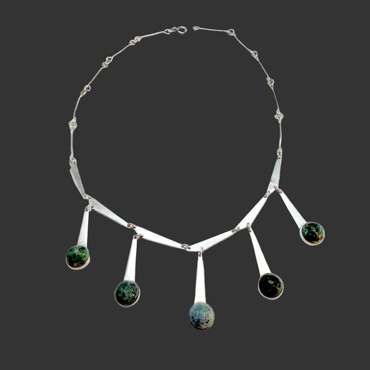 Vintage Sterling Silver Eilat Stone Pendants Necklace.