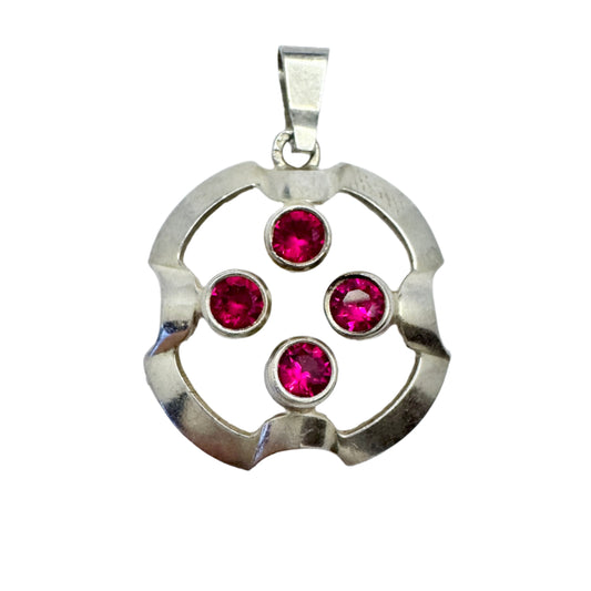Salovaara, Finland c 1970s. Vintage Sterling Silver Synthetic Sapphire Pendant.
