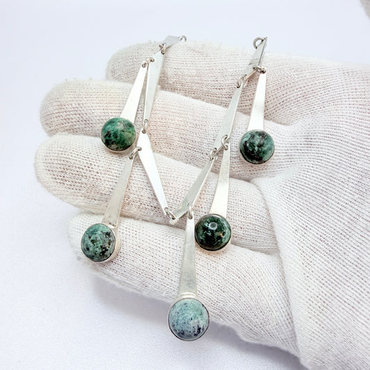 Vintage Sterling Silver Eilat Stone Pendants Necklace.